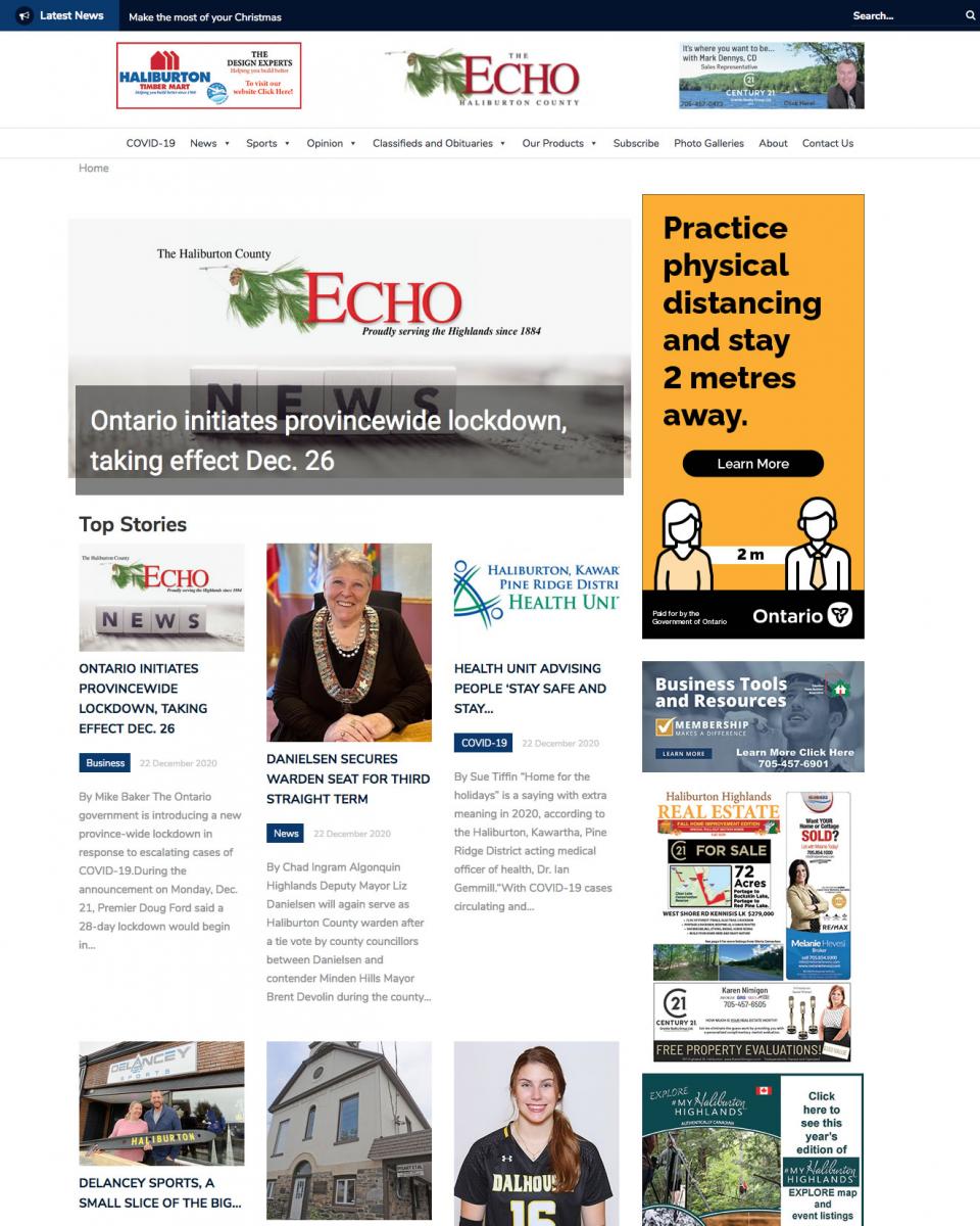 Haliburton Echo website screenshots Haliburton Echo website screenshots